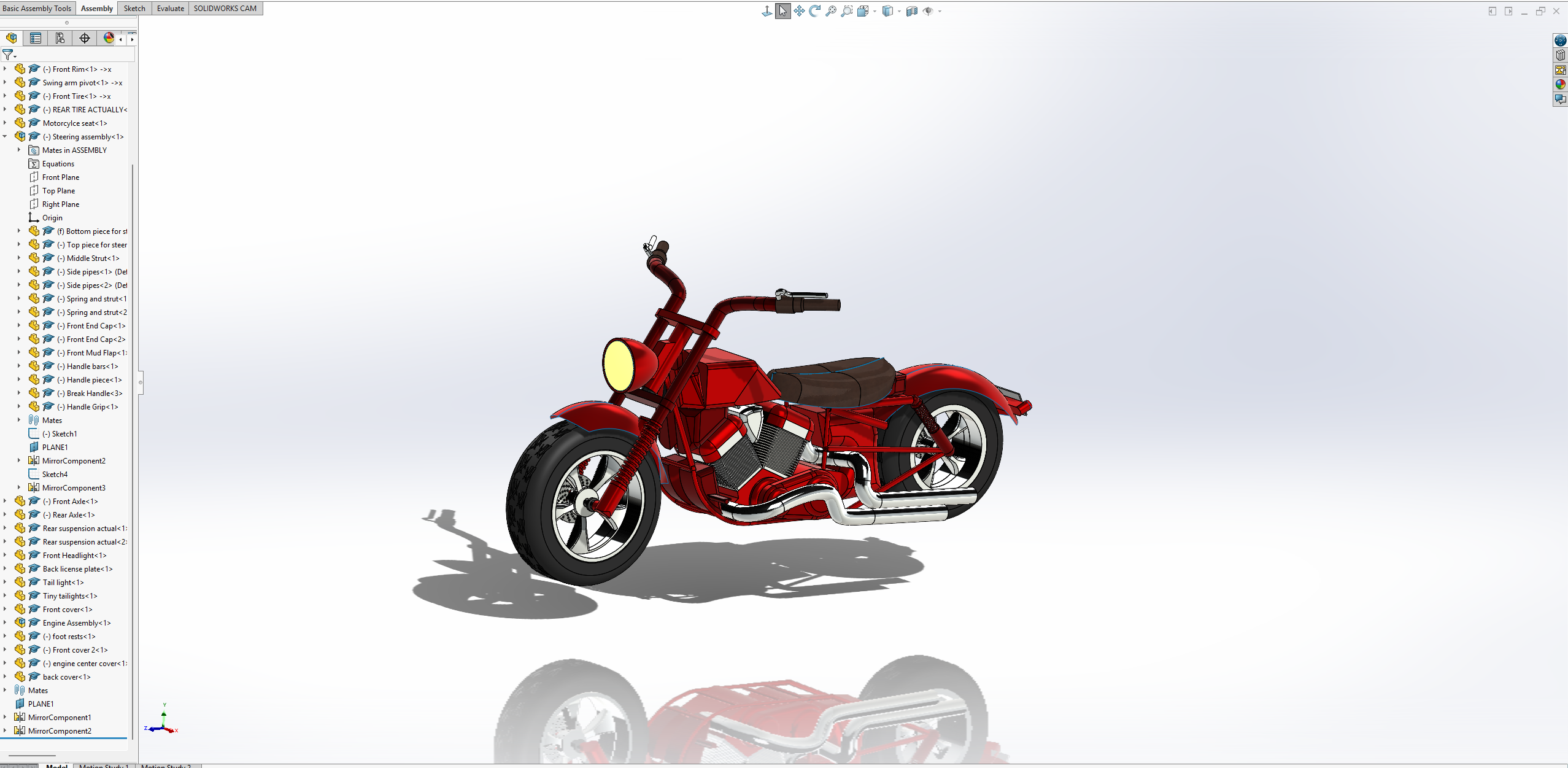 SolidWorks custom cruiser motorcycle assembly
